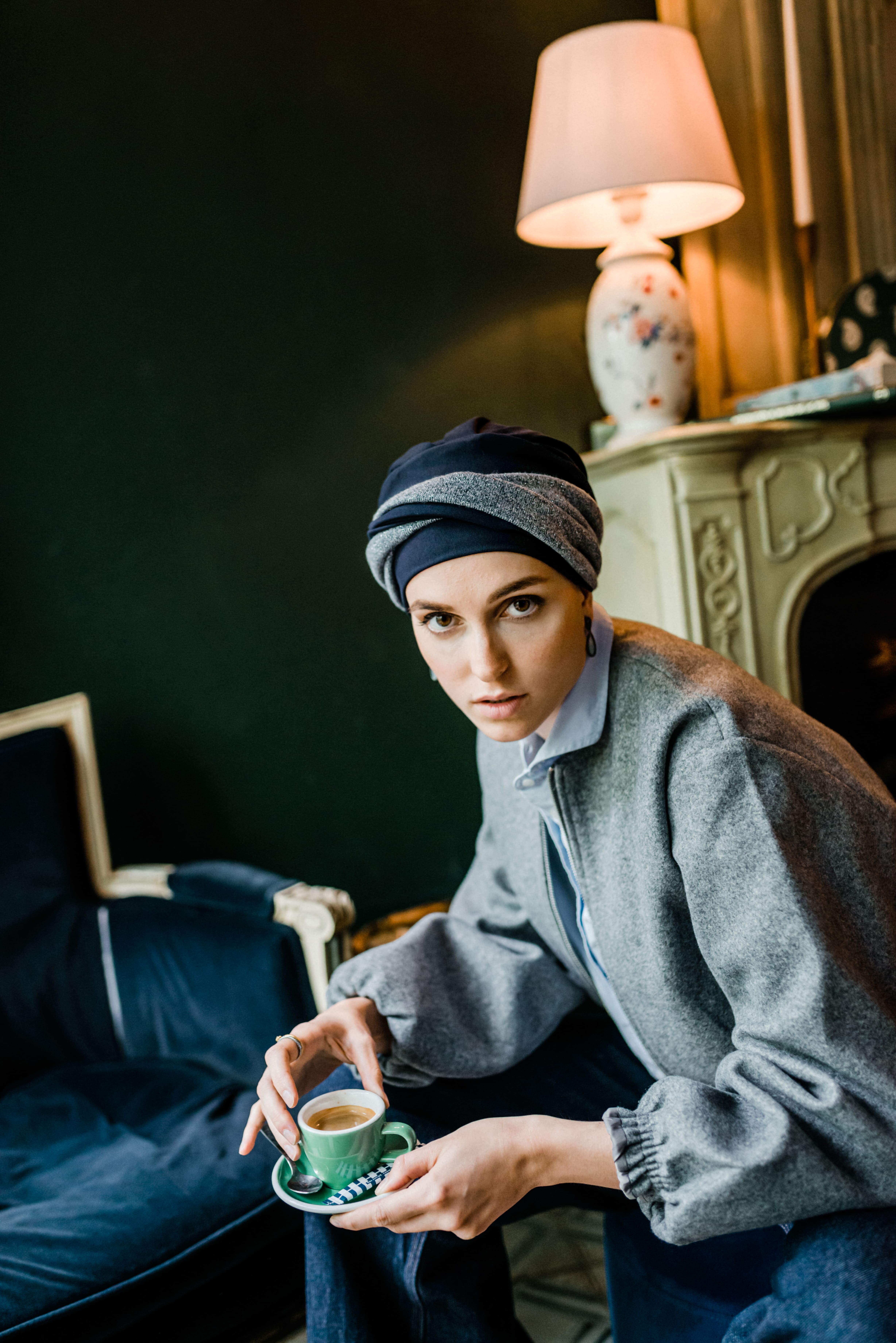 Turbante Modelo Fancy Padrão Glitter Navy