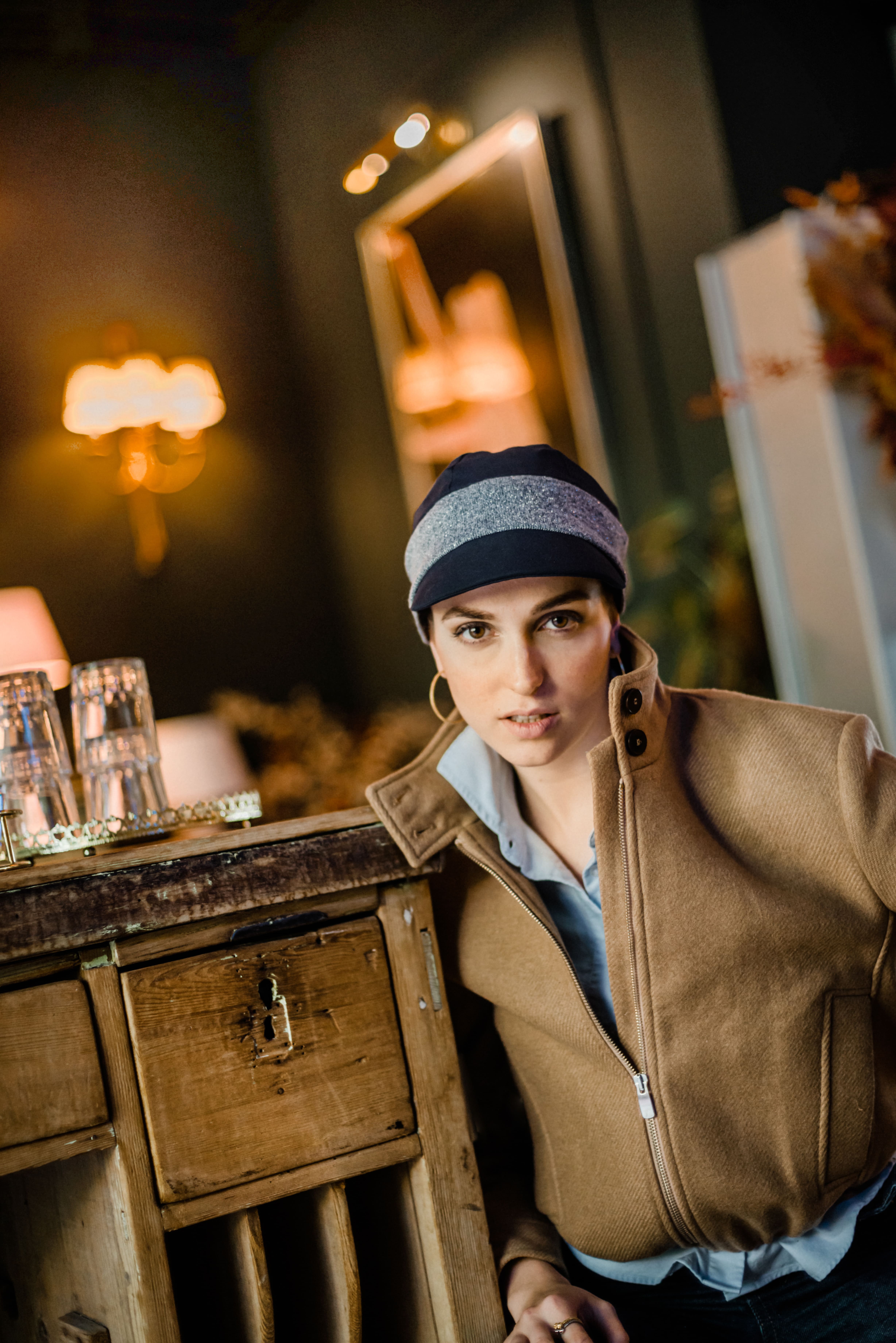 Chapéu Modelo Creta Padrão Glitter Duo Navy