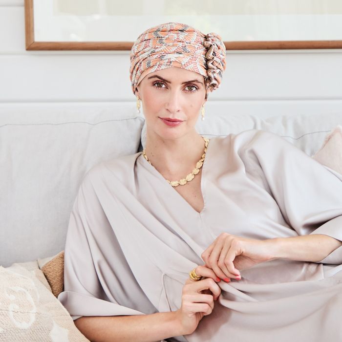 HocLotus Turbante 4022 padr&atilde;o Orange Elements