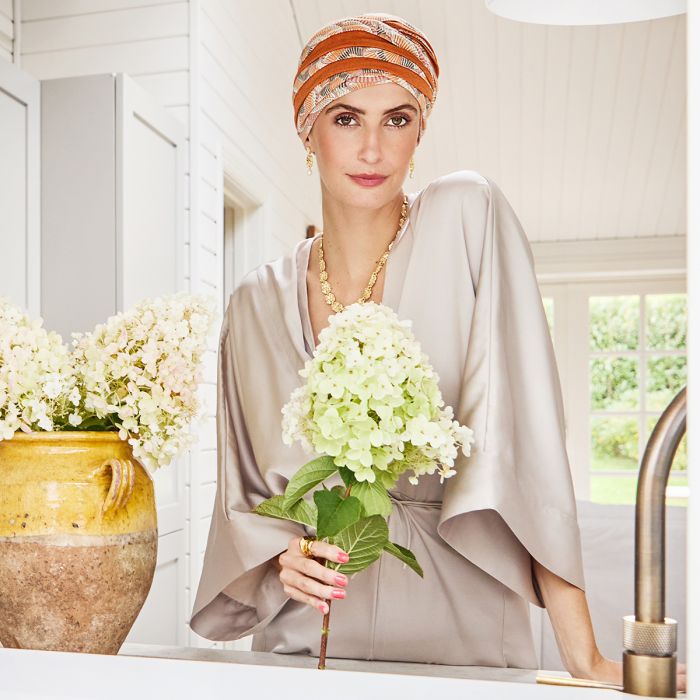 HocShanti Turbante 4022 padrão Orange Elements