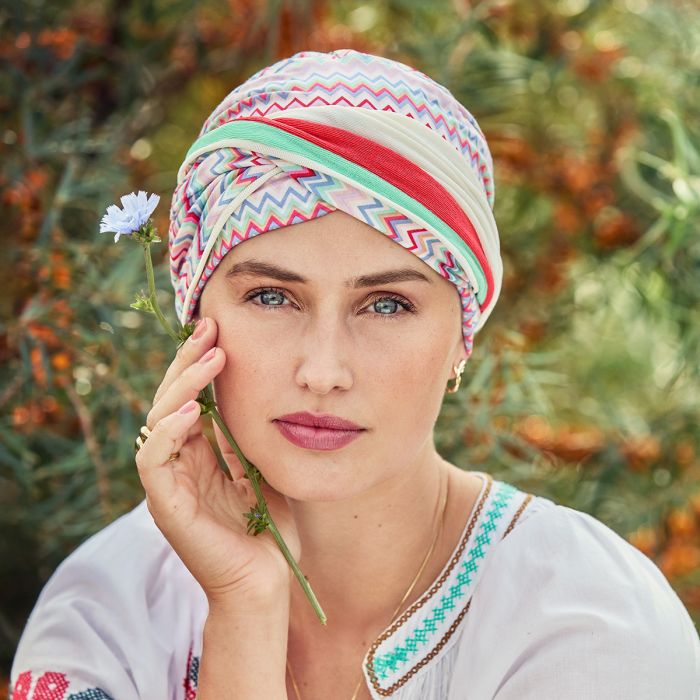 HocShakti Turbante 4079 padrão Zigzag Vibes