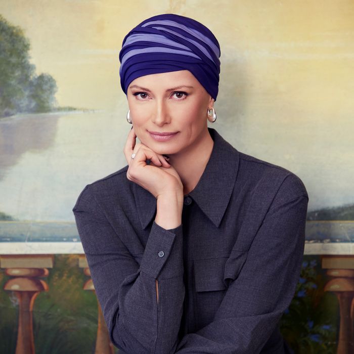 HocShanti Turbante 0653 padr&atilde;o Dark Blue/Light Lilac