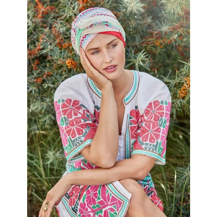 HocNoya Turbante 4079 padrão Zigzag Vibes