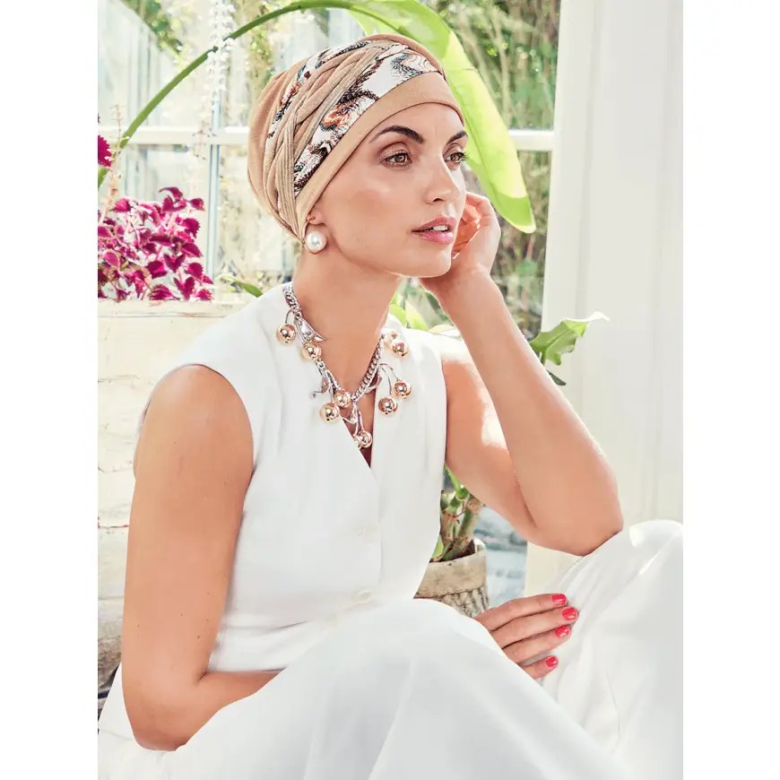 HocScarlett Boho Turban Set 0863 padrão Toffee & Caramel Mix