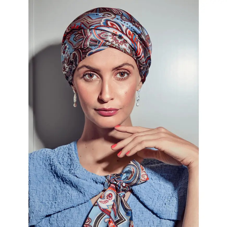 HocMilena Turbante 4042 Royal Paisley Blue (100% Seda)