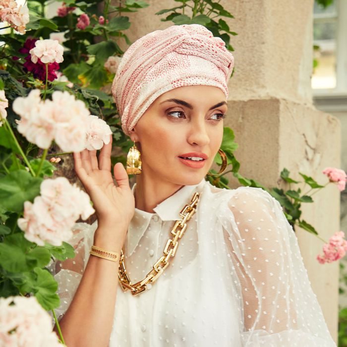 HocAmber Turbante Set 0868 padrão Red Golden Glam