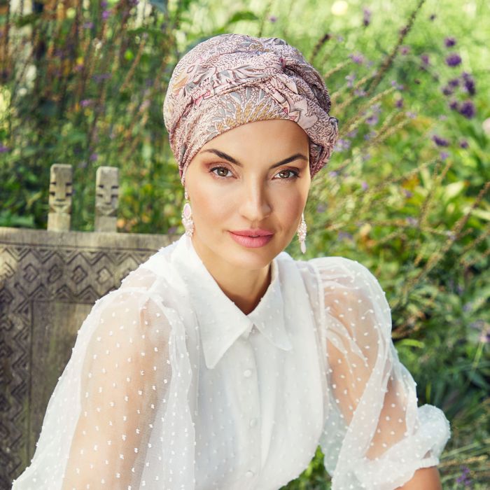HocAmber Turbante Set 0870 padrão Pastel Rose Bouquet