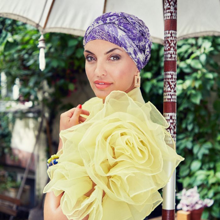 HocAmber Turbante Set 0919 padr&atilde;o Purple Romance