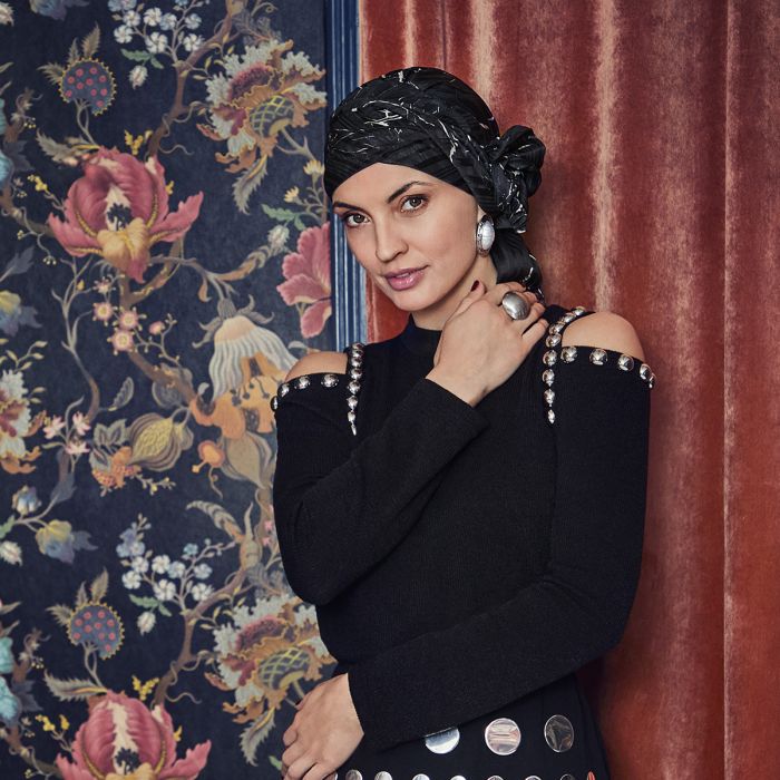 HocJuvela Boho Turbante Set (Printed)  4142 padr&atilde;o Artistic Black