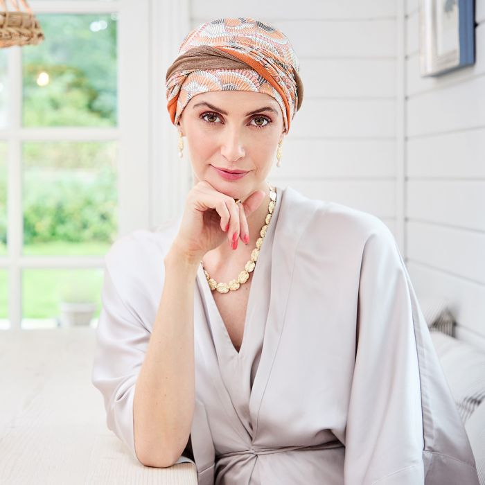 HocShakti Turbante 4022 padrão Orange Elements
