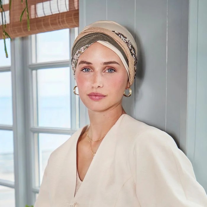 HocShakti Turbante 4090 padr&atilde;o Wheat Beige w/Romance