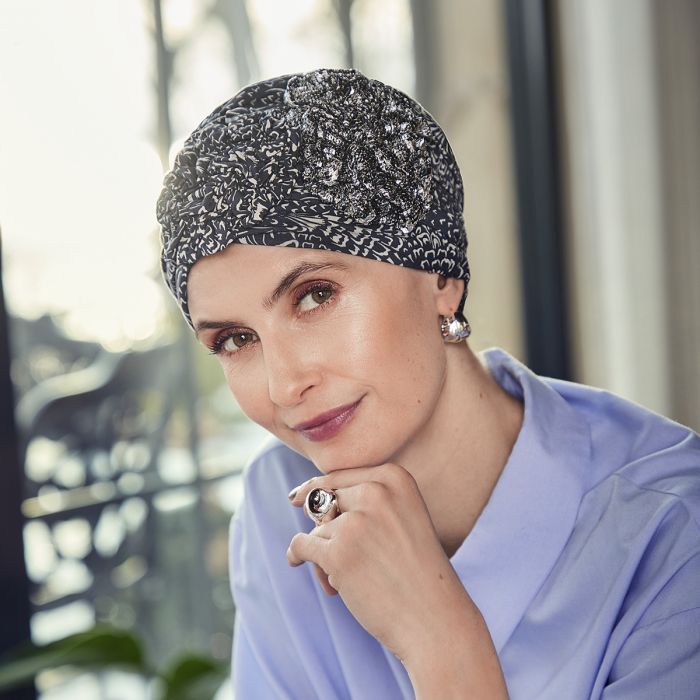 1563-4009 HocYama Turbante 4009 padrão Floating Navy