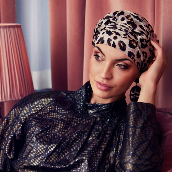 HocAmber Turbante Set 0831 padrão Gold Glitter Leo