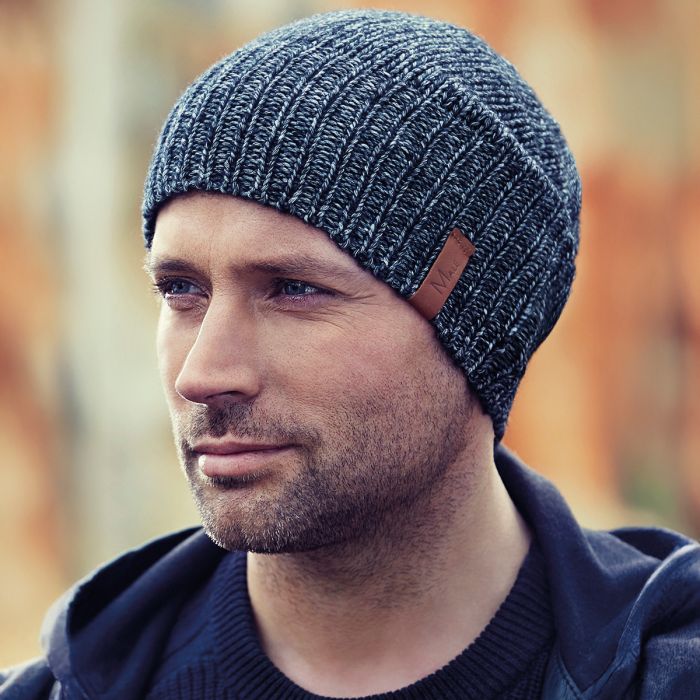 HocJourney Knitted Hat 0509 cor Black Grey Melange