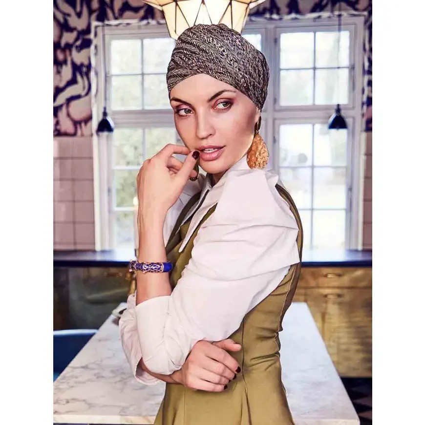 HocSappHire Boho Turbante 4055 padrão Blue Ink