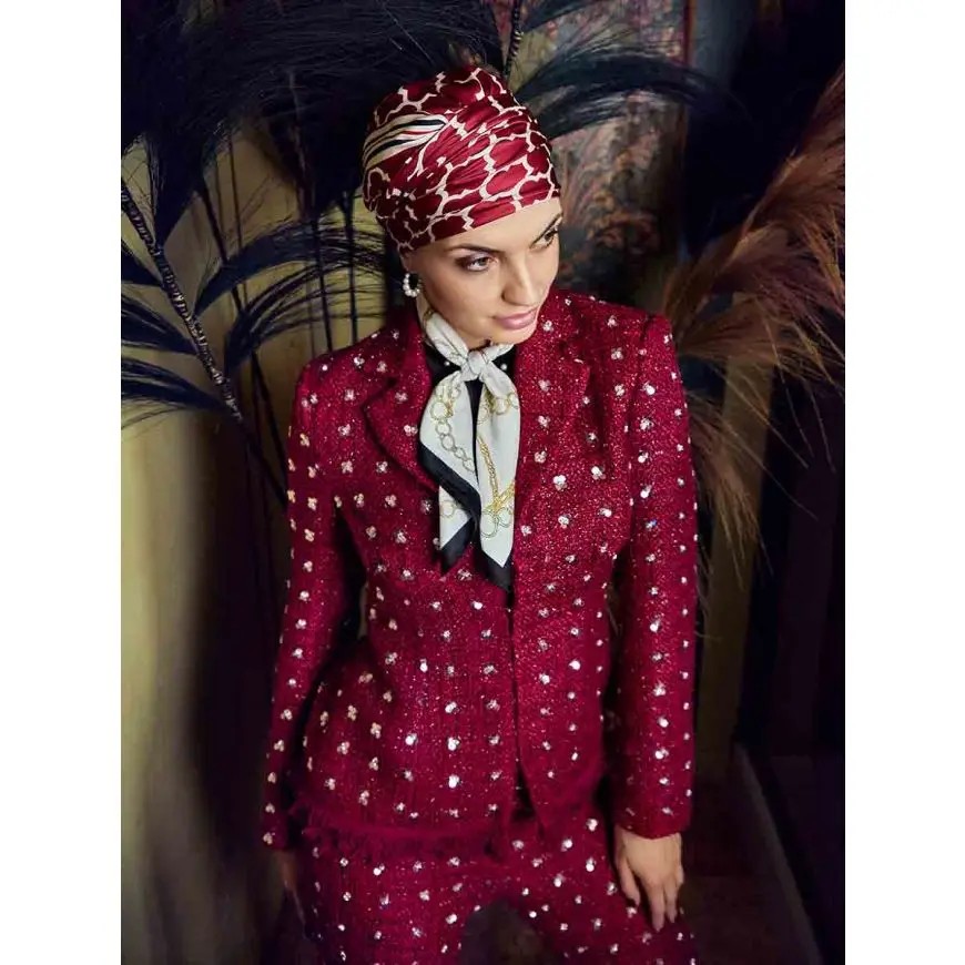 HocSappHire Boho Turbante 4056 padrão Moroccan Red