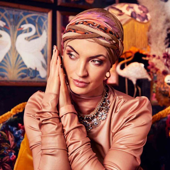 HocSienna Boho Turbante Set (Printed) 0866 padr&atilde;o Blue Toffee Garden