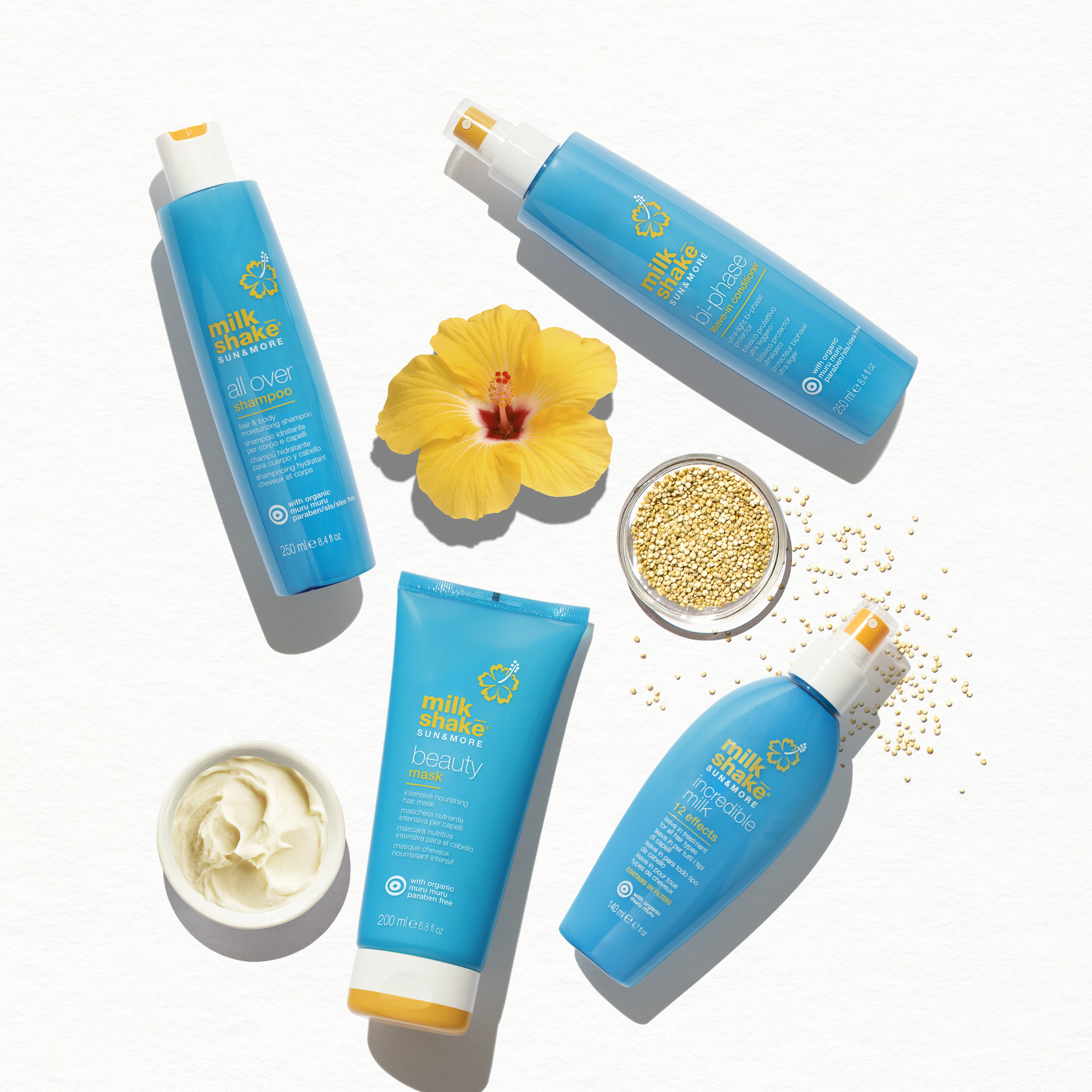 Pack Milk Shake Haircare Sun&More All Over Shampoo 250ml + Milk Shake Haircare Sun&More Beauty Mask 200ml + Milk Shake Haircare Sun&More Incredible Milk 140ml + Milk Shake Haircare Sun&More Bi-Phase Leave In 250ml