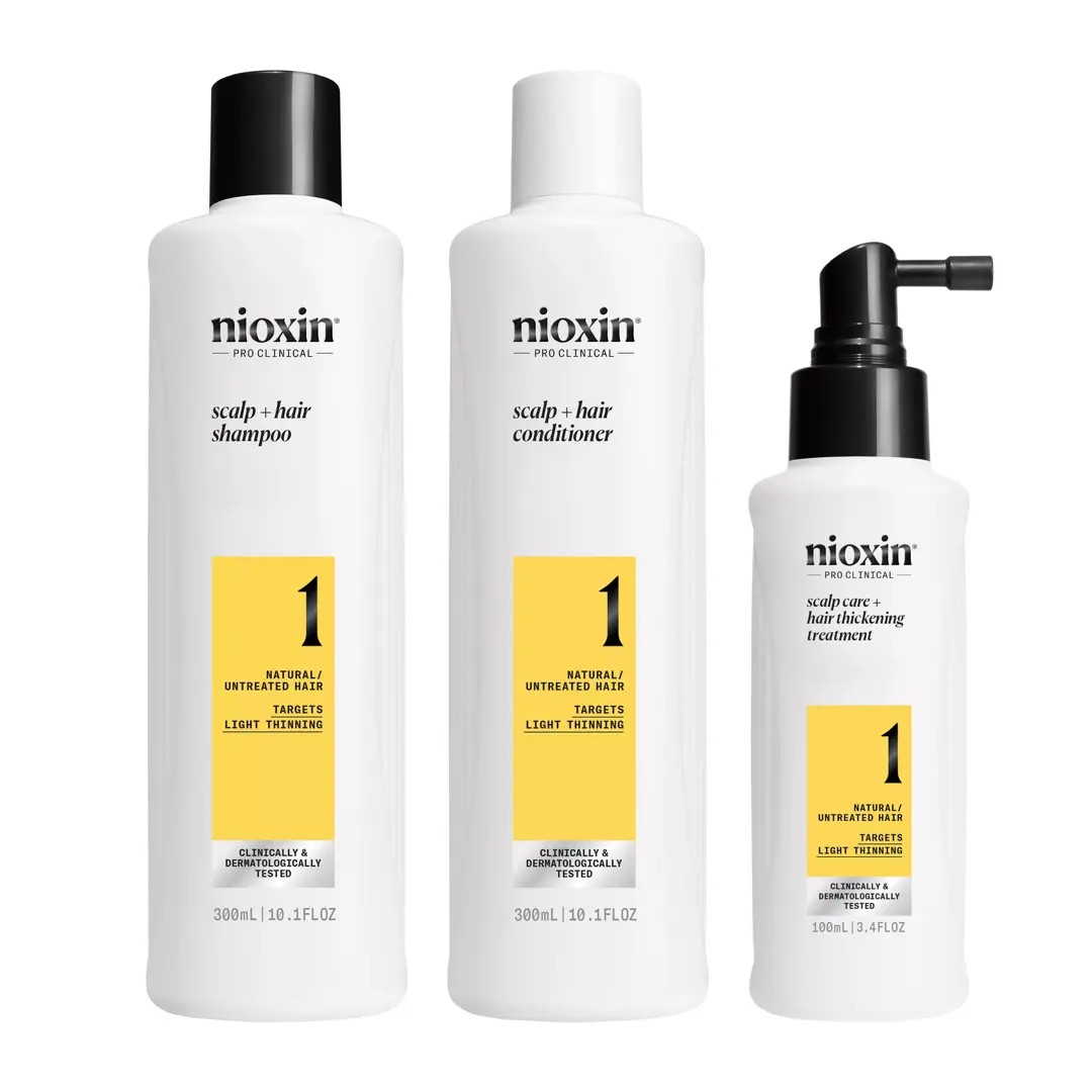 Nioxin Sys1 Loyalty Kit (Tratamento de Cabelo Natural com Perda de Densidade Ligeira/afinamento leve)