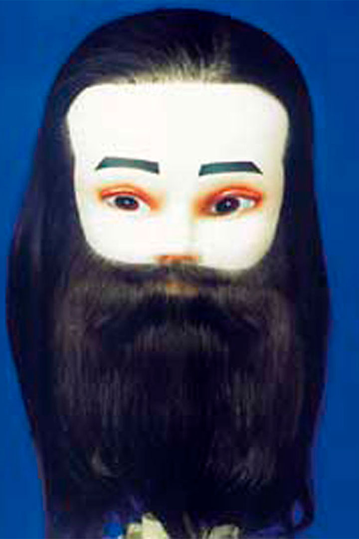 Manequim de Cabelo Natural Homem com barba de 18 cm.