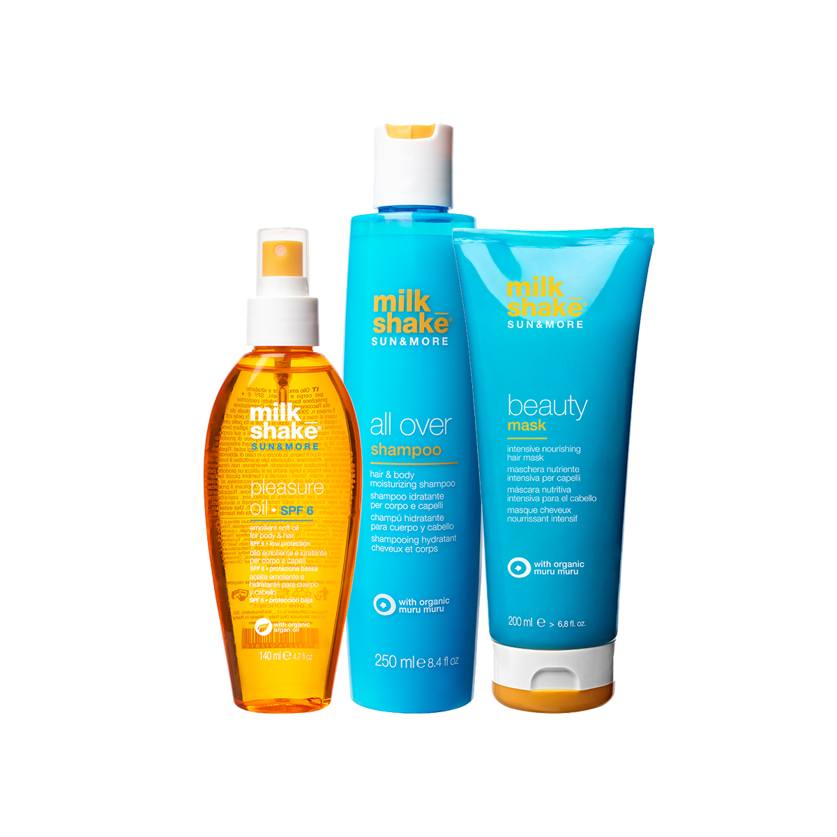Pack Milk Shake Sun&more All Over Shampoo 250ml + Beauty Mask 200ml + Pleasure Oil SPF 6 140ml