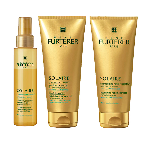 Pack Rene Furterer RF Solar Bruma Hidratante Para Depois do Sol 100ml + RF Solar Champô Nutri-Reparador 200ml + RF Solar Gel Duche Nutritivo 200ml