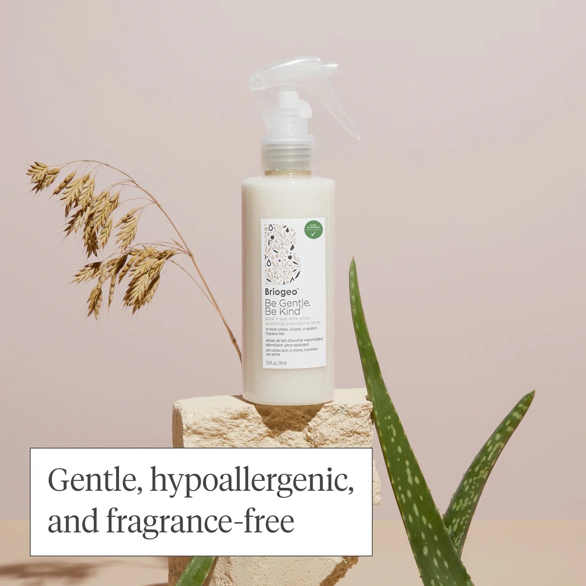 BRIOGEO Be Gentle, Be Kind Aloe + Oat Milk Ultra Soothing Detangler Spray 77ml
